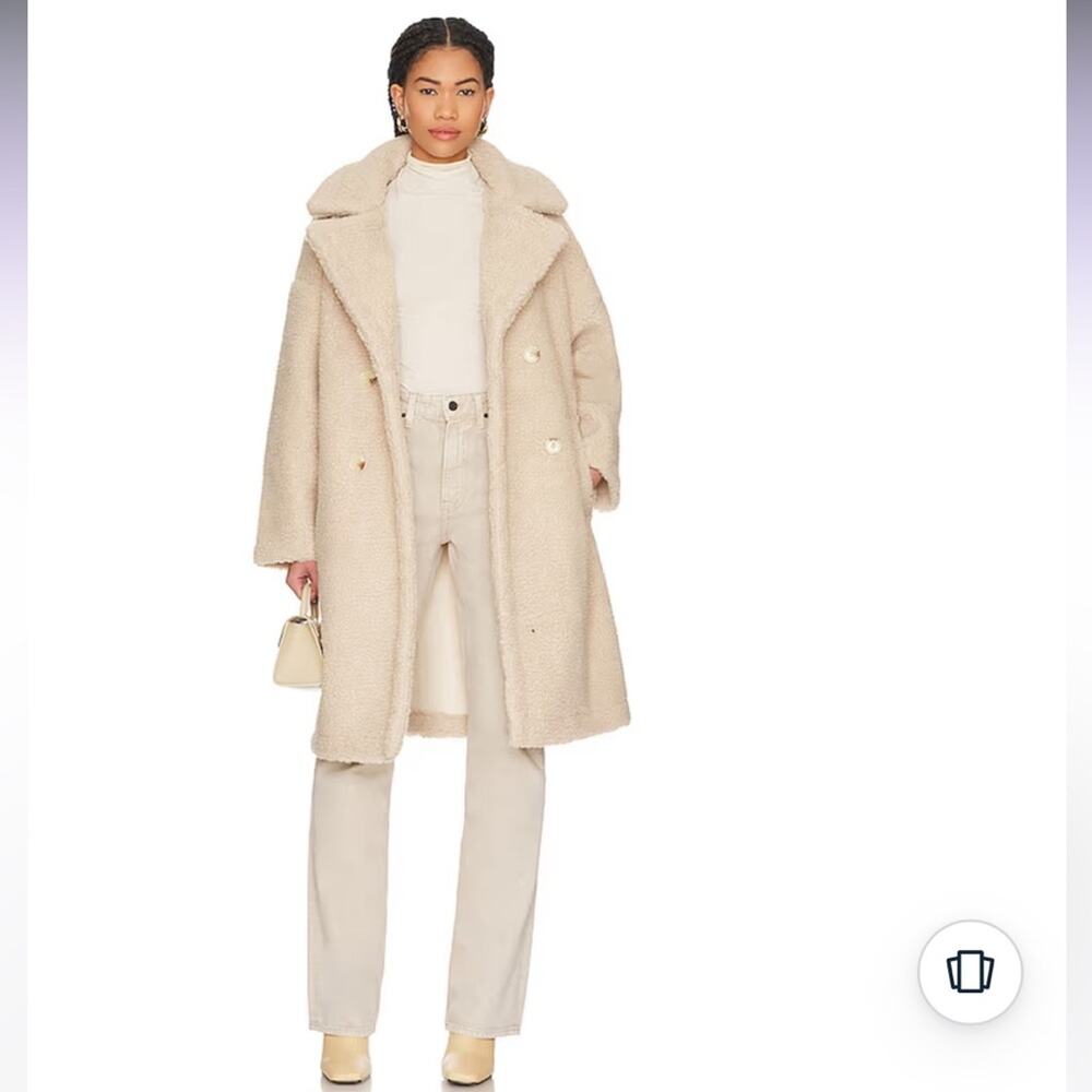 line and dot agnes cream oversized long teddy jacket trench coat Medium Large